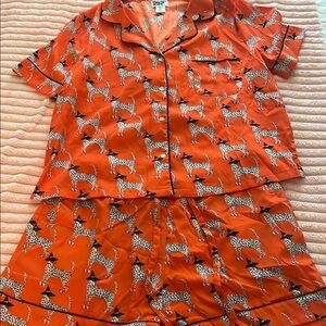 Orange Leopard Print Pajama Set